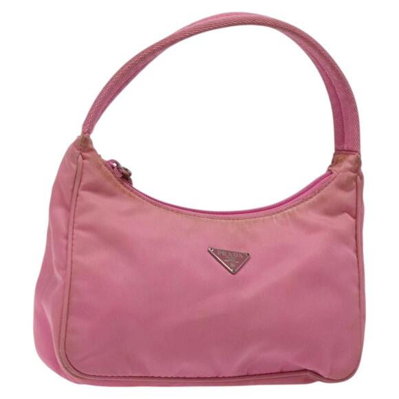 PRADA Hand Bag Nylon Pink Silver - Picture 1 of 12